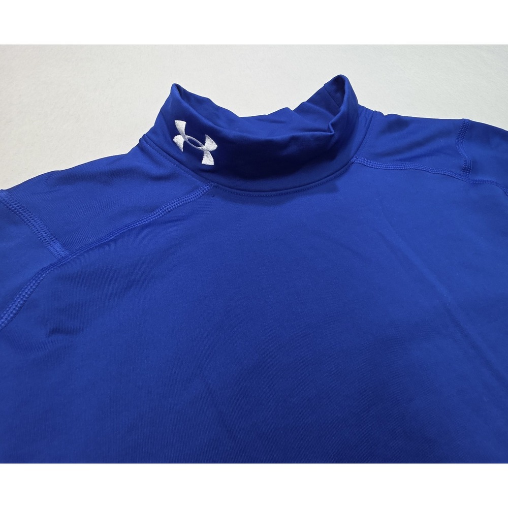 Under Armour Compression Shirt Men XL Blue Fitted ColdGear Mock Long-Sleeve